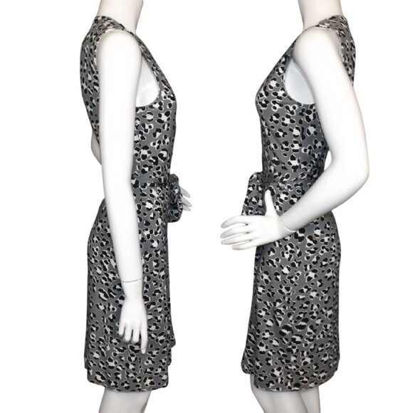 DIANE VON FURSTENBERG Wrap Dress, 8, New Yatzi Short, Spotted Floral Cat, Grey - Picture 9 of 16